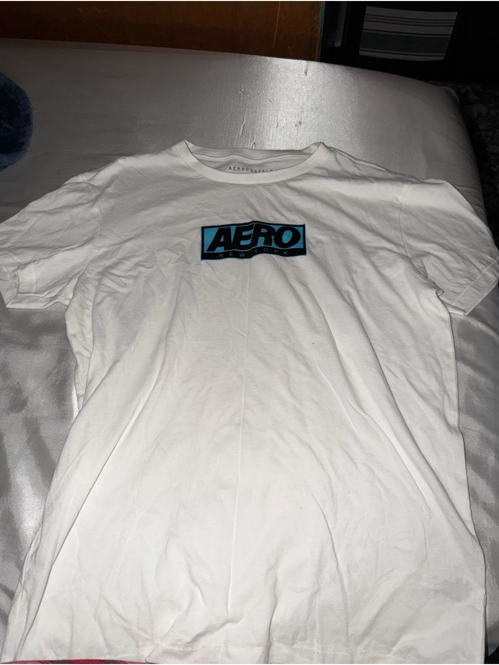 Aeropostale White Short-Sleeve Tee with Blue Logo